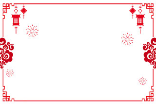 中秋灯笼新年春节简约红色喜庆中国风灯笼新年边框素材